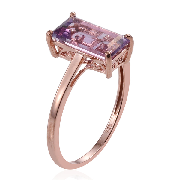 Rose De France Amethyst (Bgt) Solitaire Ring in Rose Gold Overlay Sterling Silver 2.500 Ct.