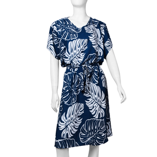 LA MAREY Bali Collection 100% Rayon Leaves Pattern Women Dress - Grey and Peach