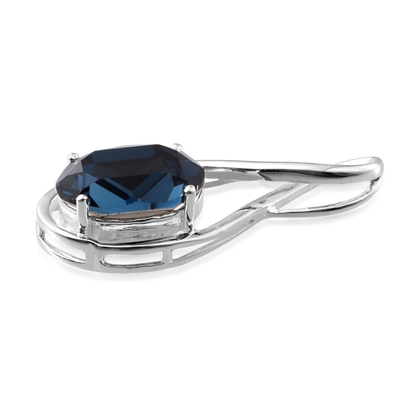 - Blue Crystal (Ovl) Solitaire Pendant in Sterling Silver 5.250 Ct.