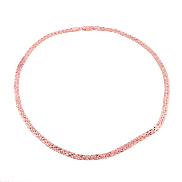 NY Close Out Deal- Rose Gold Overlay Sterling Silver Herringbone Necklace (Size - 20) With Lobster C