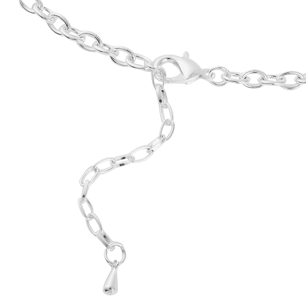 White Cats Eye Necklace (Size - 20 with 2 inch Extender ) in Silver Tone