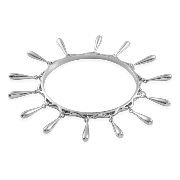 LucyQ Multi Drip Bangle in Rhodium Plated Sterling Silver (Size 7.5/Medium) 39.80 Gms.