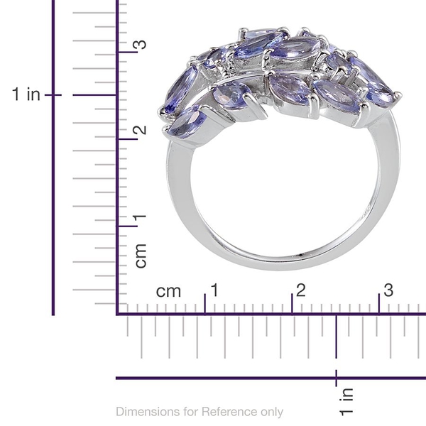 Tanzanite (Mrq) Ring in Platinum Overlay Sterling Silver 2.900 Ct.