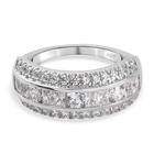 Lustro Stella Platinum Overlay Sterling Silver Ring (Size N) Made with Finest CZ 2.16 Ct.