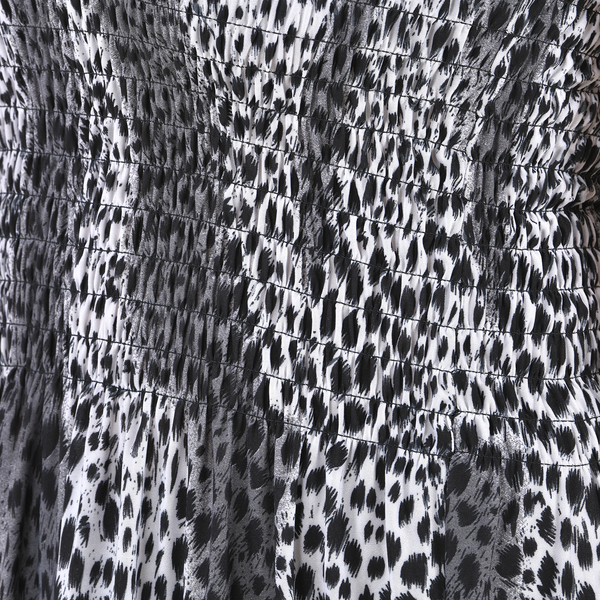 TAMSY Leopard Pattern Smocked Dress (Size 8-20) - Black & White