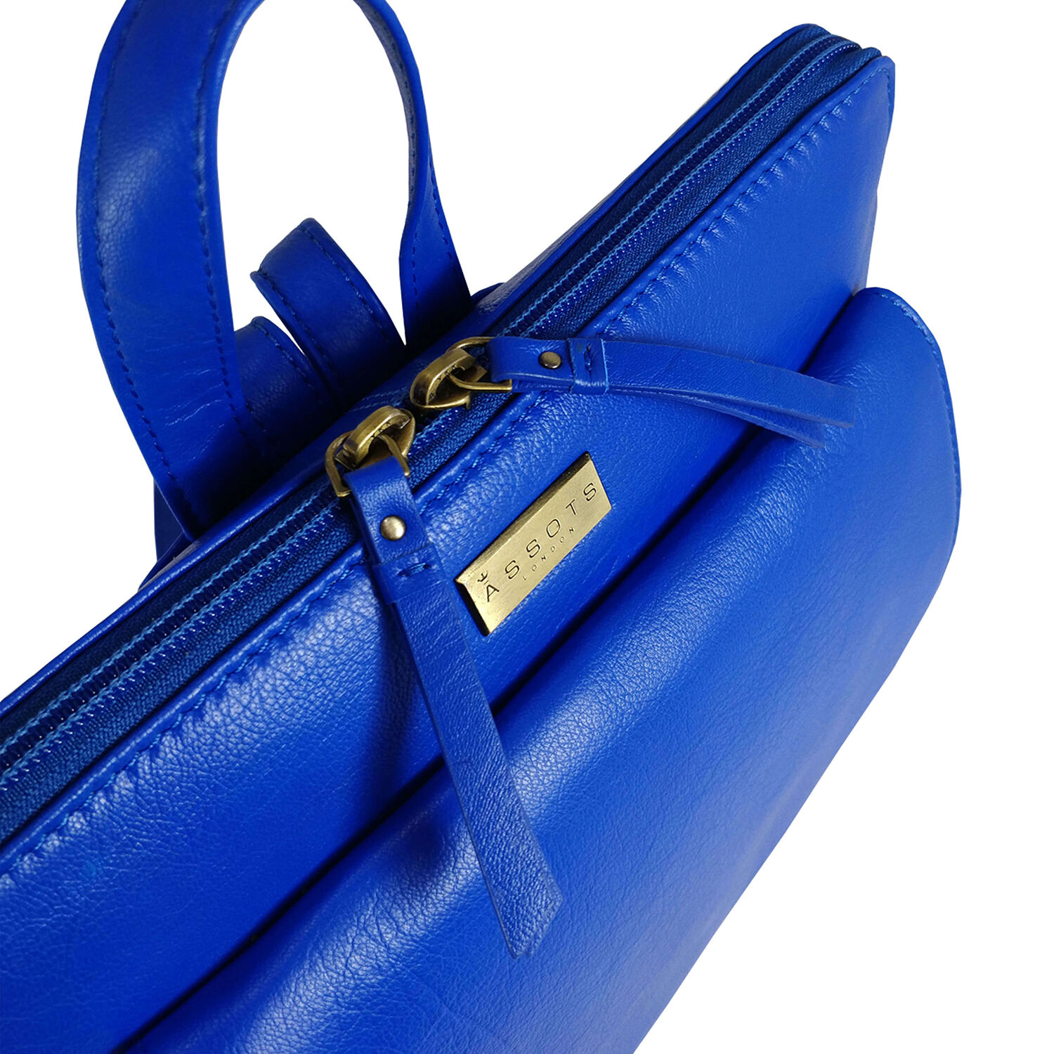 Assots London APPLE Two Way Zip Top Backpack in Cobalt Blue (Size 30x7x29.5 Cm)