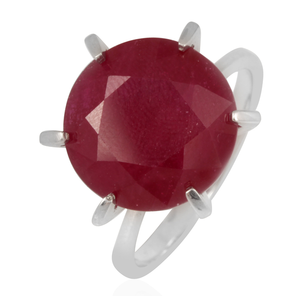 African Ruby (Rnd) Solitaire Ring in Rhodium Plated Sterling Silver 17.500 Ct.