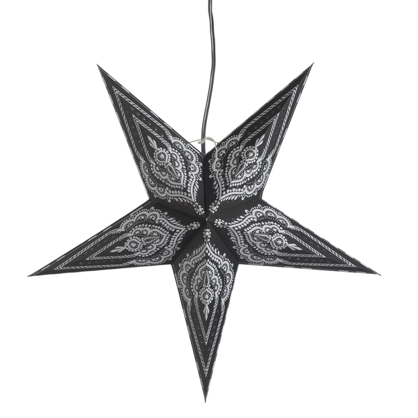 Home Decor - Black and White Colour Handmade Star with Electric Cable (Size 60 Cm)