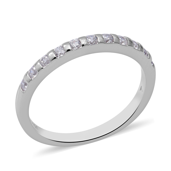 ELANZA Simulated Diamond Ring in Rhodium Overlay Sterling Silver