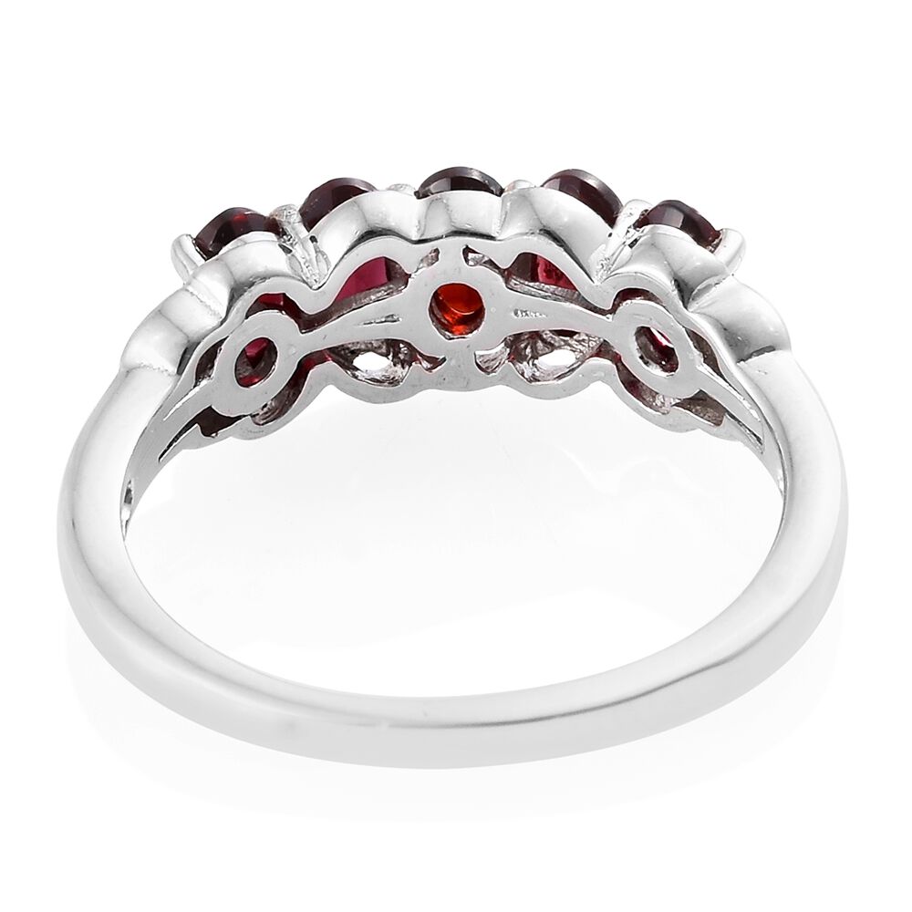 Arizona Anthill Garnet (Ovl) 5 Stone Ring in Platinum Overlay Sterling Silver 1.250 Ct.
