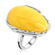 Natural Butterscotch Baltic Amber (Pear) Adjustable Solitaire Ring in Sterling Silver, Silver Wt. 7.