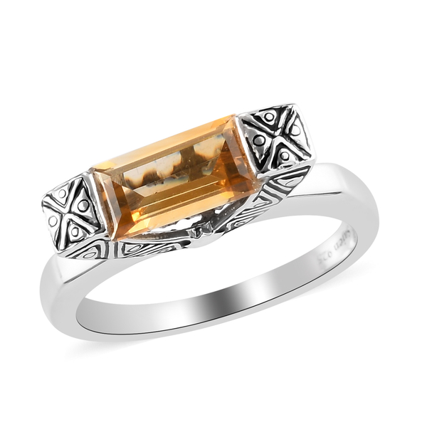 Sajen Silver CULTURAL FLAIR Collection - Citrine Enamelled Ring in Rhodium Overlay Sterling Silver 1.50 Ct.