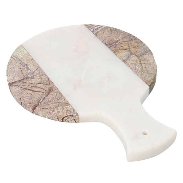 Round Shape Marble Chopping Board (Size 28x20Cm) - Brown and White