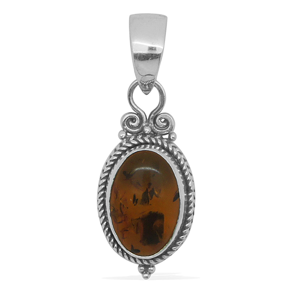 Royal Bali Collection Baltic Amber (Ovl) Solitaire Pendant in Sterling Silver 1.380 Ct.