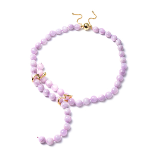 Urucum Kunzite Necklace (Size 24) with Magentic Lock in Yellow Gold Overlay Sterling Silver 491.50 C