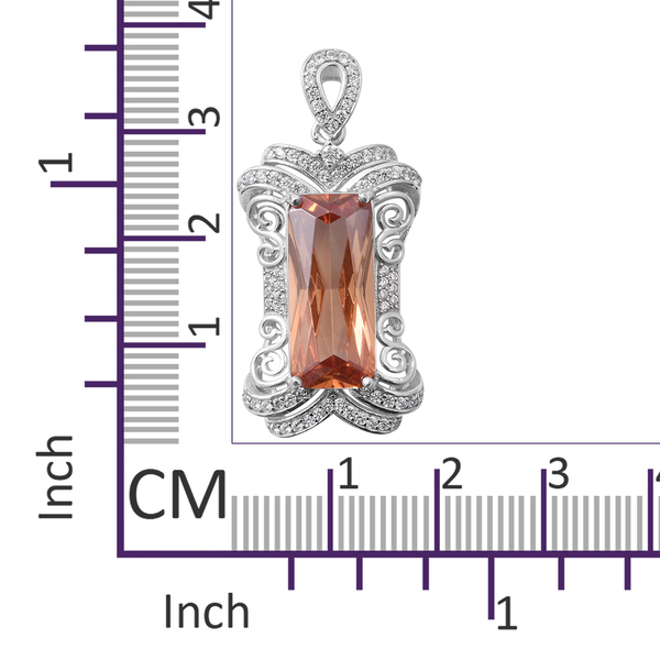 ELANZA Simulated Champagne (Bgt), Simulated Diamond Pendant in Rhodium Overlay Sterling Silver