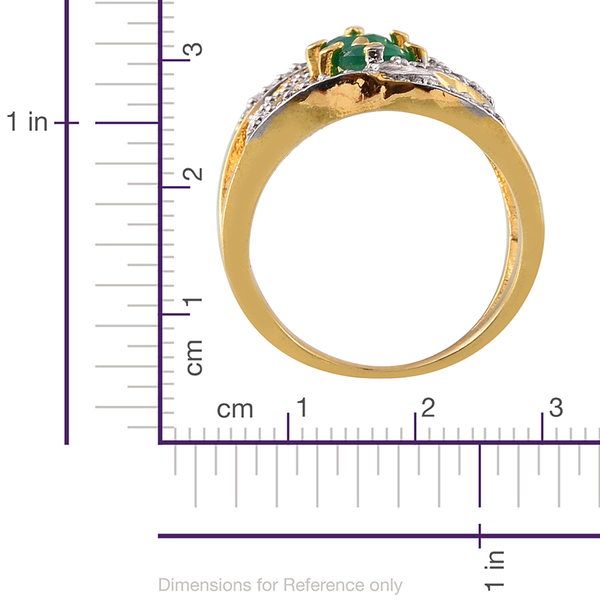 Simulated Emerald and Simulated White Diamond Ring in Gold Bond
