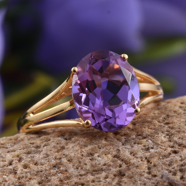 Lavender Alexite (Ovl) Solitaire Ring in 14K Gold Overlay Sterling Silver 3.250 Ct.