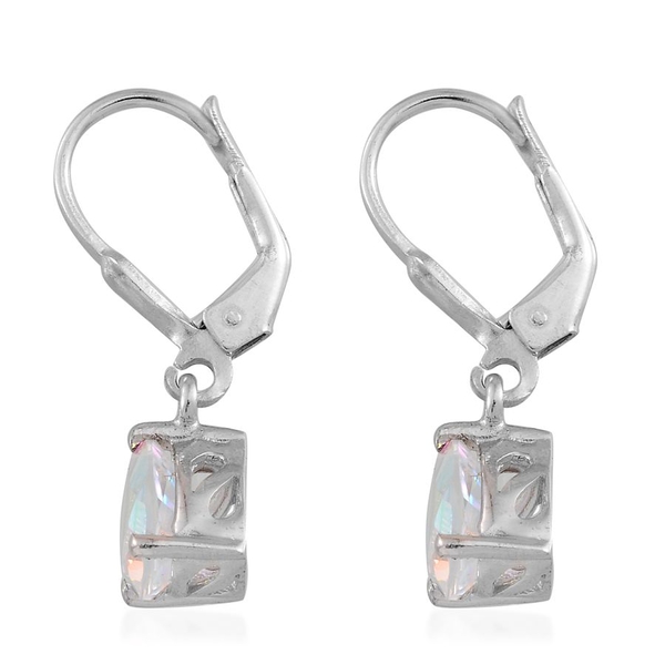 Mercury Mystic Topaz (Pear) Lever Back Earrings in Platinum Overlay Sterling Silver 2.500 Ct.