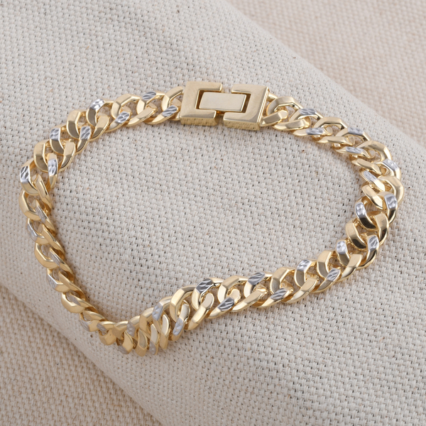 One Time Close Out Deal - 9K Yellow & White Gold Curb Bracelet (Size - 7.5), Gold Wt. 5.56 Gms