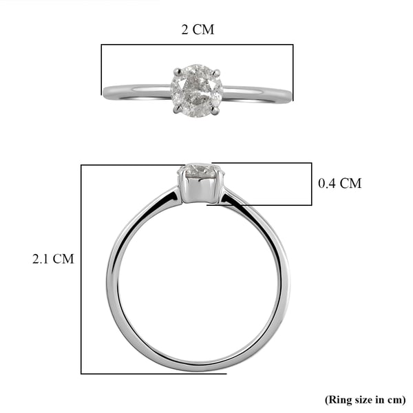 9K White Gold SGL Certified Diamond (I3/G-H) Solitaire Ring 0.50 Ct.