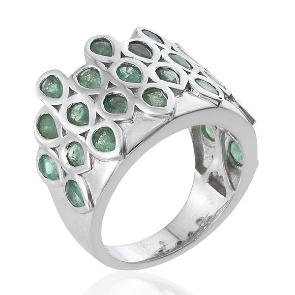 Kagem Zambian Emerald (Pear) Ring in Platinum Overlay Sterling Silver 3.500 Ct.