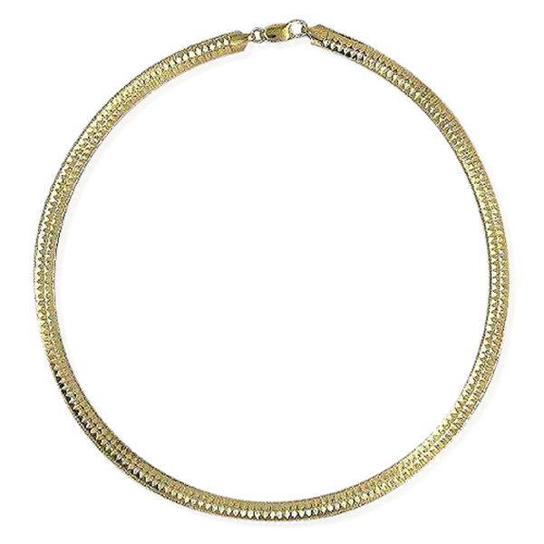 Close Out Deal Yellow Gold Overlay Sterling Silver Flat Omega Necklace (Size 16), Silver wt 25.09 Gm