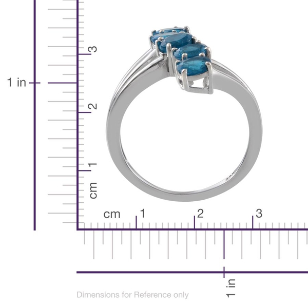 Malgache Neon Apatite (Ovl) 5 Stone Crossover Ring in Platinum Overlay Sterling Silver 1.500 Ct.