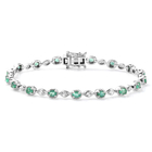 Premium Emerald and Natural Cambodian Zircon Bracelet (Size - 8) in Platinum Overlay Sterling Silver