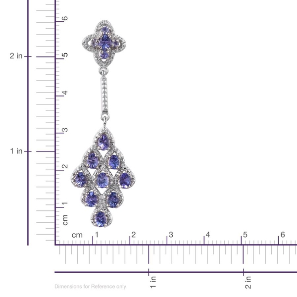 Tanzanite (Ovl) Earrings (with Push Back) in Platinum Overlay Sterling Silver 4.500 Ct.