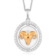 Natural Cambodian Zircon Zodiac-Aries Pendant with Chain (Size 20) in Yellow Gold and Platinum Overl