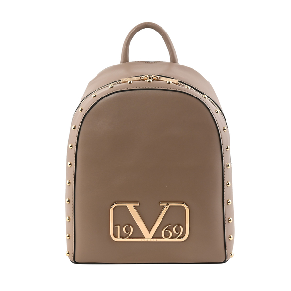 19V69 ITALIA by Alessandro Versace Backpack Bag with Zipper Closure (Size 25x30x12Cm) - Dark Beige
