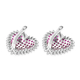 Lustro Stella Simulated Ruby and Simulated Diamond Heart Stud Earrings (with Push Back) in Rhodium Overlay Sterling Silver