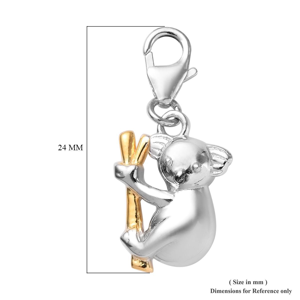 Platinum and Yellow Gold Overlay Sterling Silver Cute Baby Koala Charm