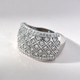 Lustro Stella Platinum Overlay Sterling Silver Cluster Ring Made with Finest CZ 2.28 Ct.