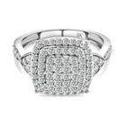 9K White Gold SGL Certified Natural Diamond (I3/G-H) Cluster Ring (Size R) 1.00 Ct.