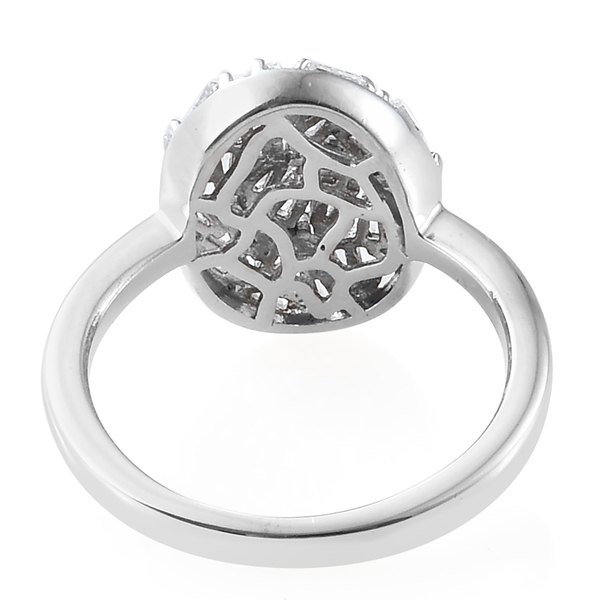 Lustro Stella - Platinum Overlay Sterling Silver (Bgt) Firecracker Ring Made with Finest CZ