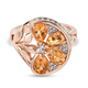 GP Italian Garden Collection - Citrine, Natural Cambodian Zircon & Kanchanaburi Blue Sapphire Cluster Ring in Rose Gold Overlay Sterling Silver 2.36 Ct, Silver Wt. 5.13 Gms