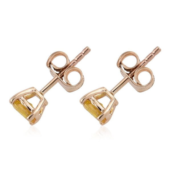 9K Yellow Gold 1 Carat Yellow Sapphire Oval Solitaire Stud Earrings.