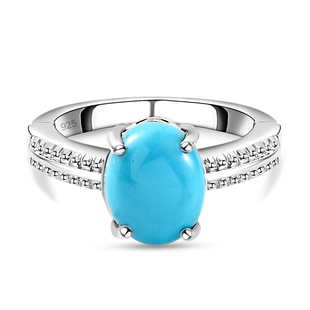 Arizona Sleeping Beauty Turquoise Openable Ring in Platinum Overlay Sterling Silver 2.26 Ct.