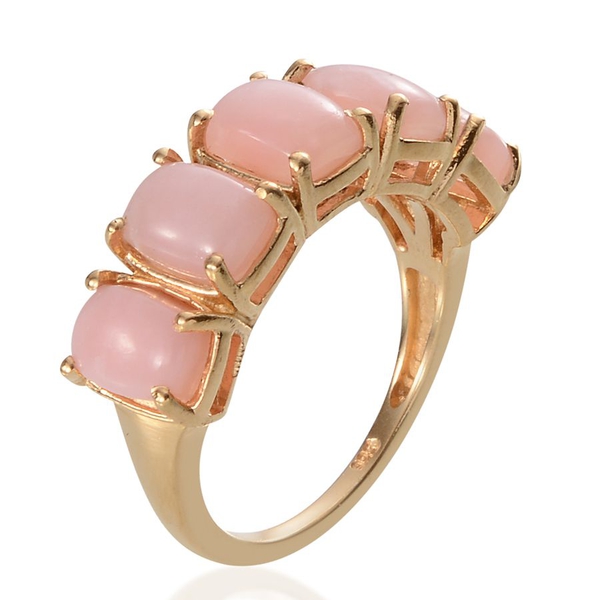 Peruvian Pink Opal (Cush) 5 Stone Ring in Yellow Gold Overlay Sterling Silver 4.250 Ct.