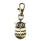 STRADA Japanese Movement White Dial Owl Pattern Water Resistant Key Chain Watch with Buckle