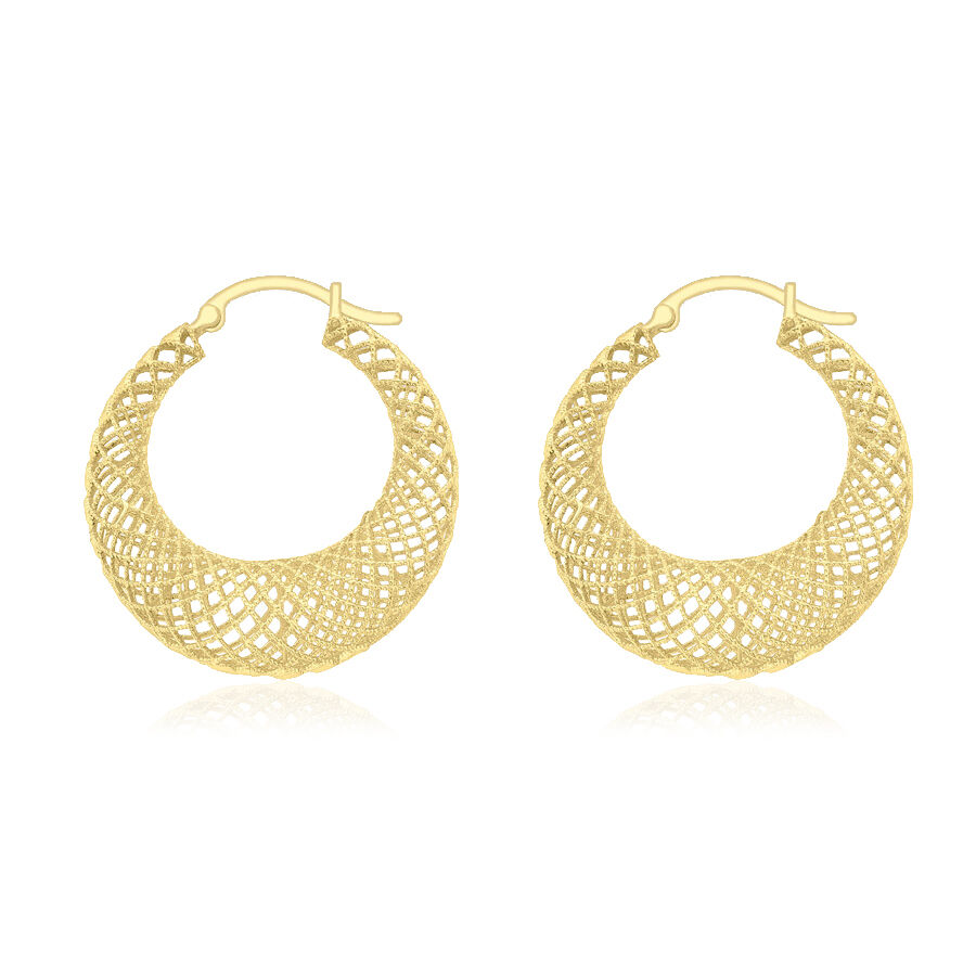 Close Out Deal 9K Y Gold Mesh Creole Hoop Earrings