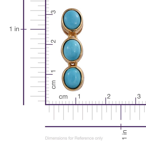 Arizona Sleeping Beauty Turquoise (Ovl) Earrings (with Push Back) in 14K Gold Overlay Sterling Silver 2.000 Ct.