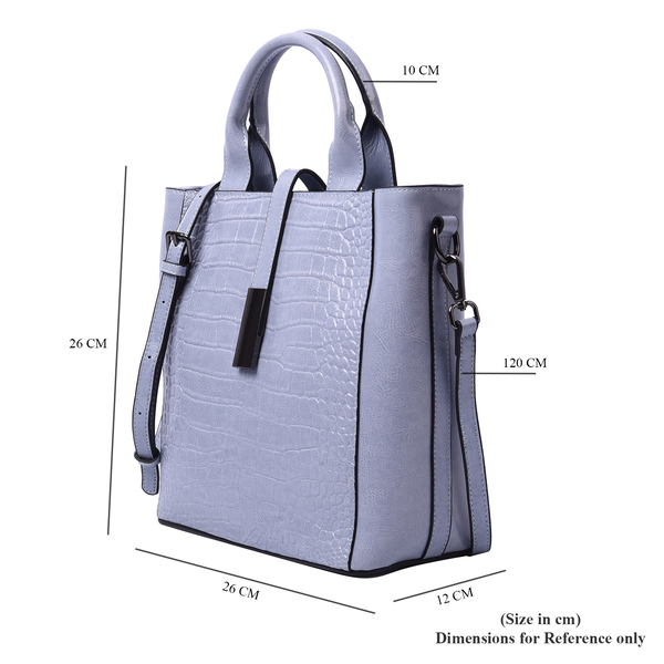 Sencillez Croc Embossed 100% Genuine Leather Convertible Bag  (26x12x26 Cm) - Blue