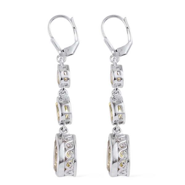 Natural Ouro Verde Quartz (Pear) Lever Back Earrings in Platinum Overlay Sterling Silver 8.000 Ct.