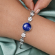 Lapis Lazuli Enamelled Bracelet (Size - 7.5 with Extender ) with T-Bar Clasp in Stainless Steel 9.92 Ct.
