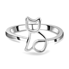 Platinum Overlay Sterling Silver Cat Band Ring (Size P)