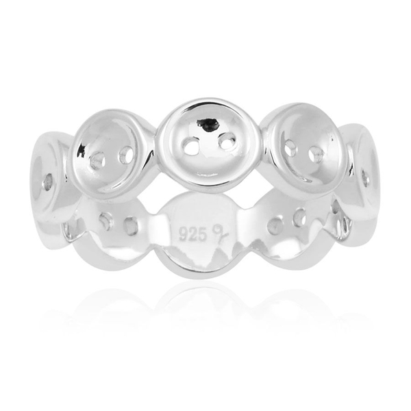 LucyQ Button Ring in Rhodium Plated Sterling Silver 3.80 Gms.