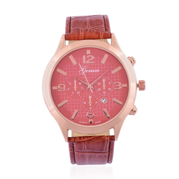 GENOA Japanese Movement Rose Gold Colour Dial Water Resistant Watch in Rose Gold Tone with Stainless